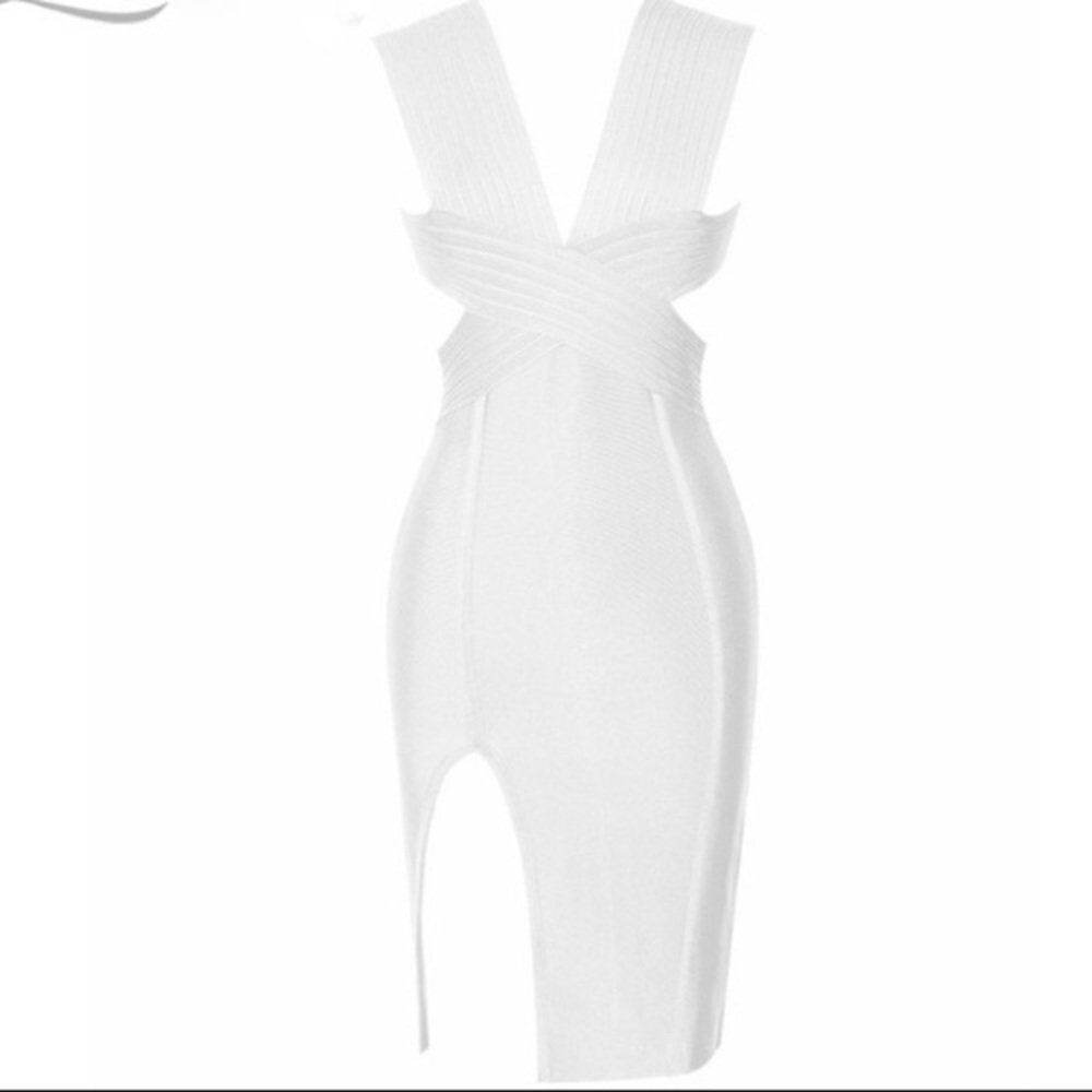 House of CB Sexy Nude Tan Bodycon Bandage Dress - Picture 6 of 8